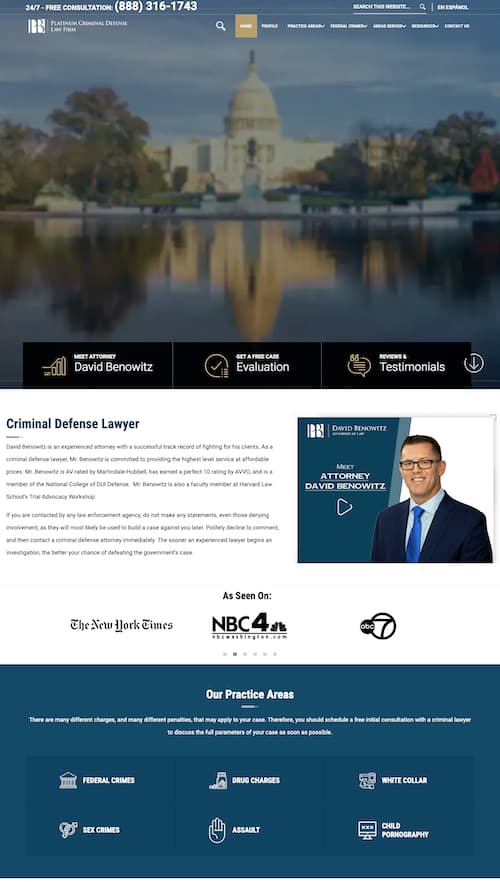Platinum Criminal Defense Law Firm Landing Page