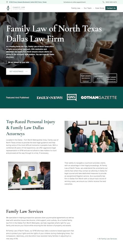 Family Law Of North Texas Landing Page