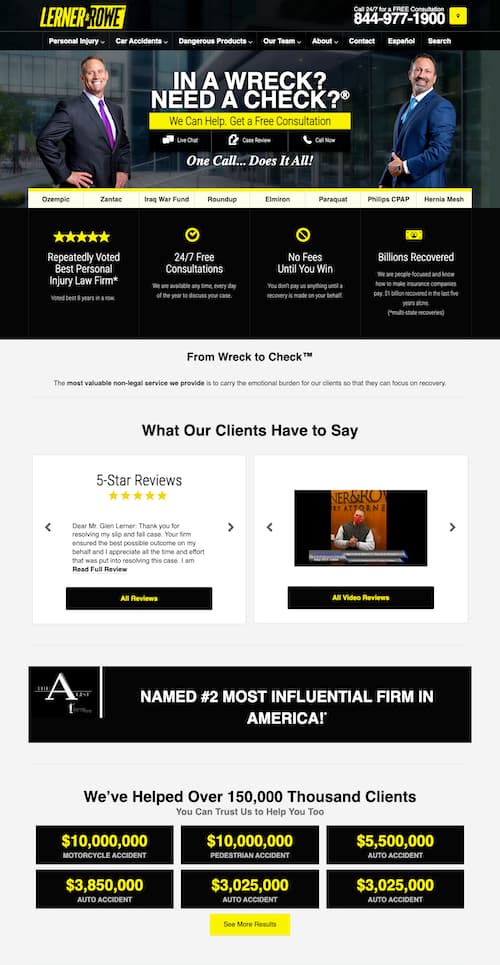 Lerner & Rowe Landing Page