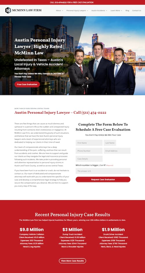 McMinn Law Firm Landing Page