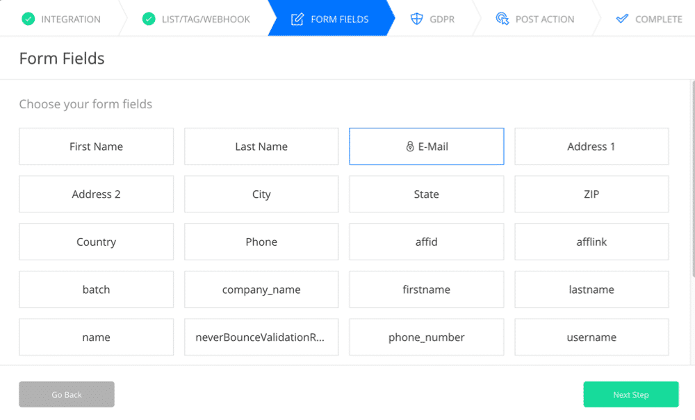Drip Custom Fields can be used on OpitmizePress forms