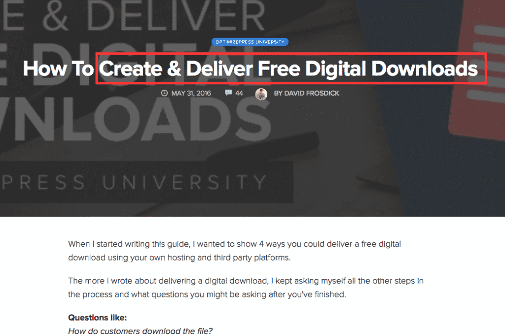 Clear headline in free digital downloads