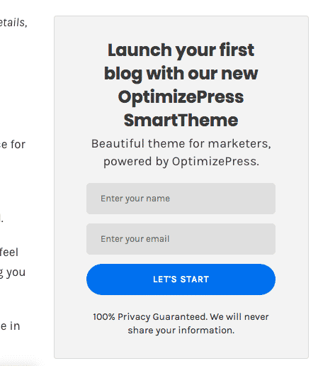 Sidebar optin form