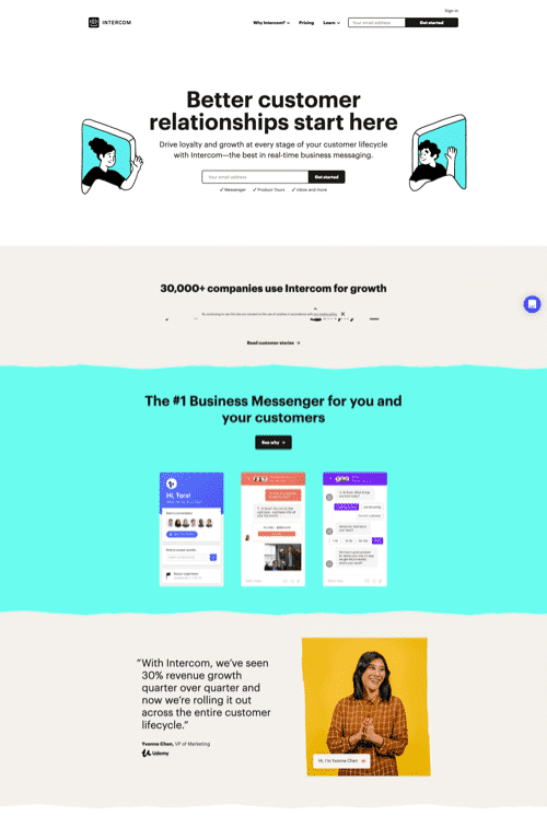 Intercom home page.