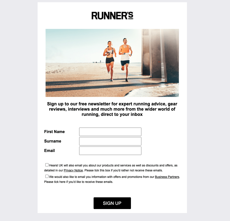 Runners free newsletter