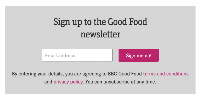 Good food newsletter lead magnet