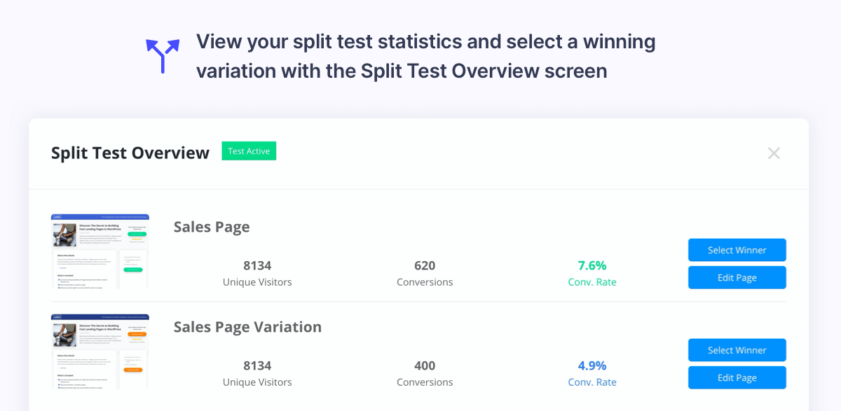 Complete your funnel split test with one click