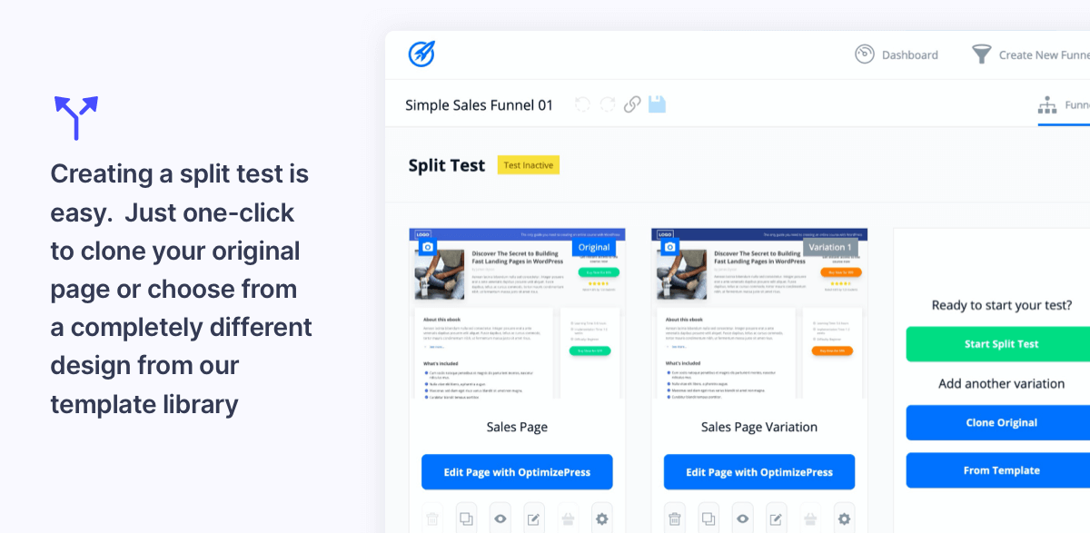 Easy to Split test funnel pages