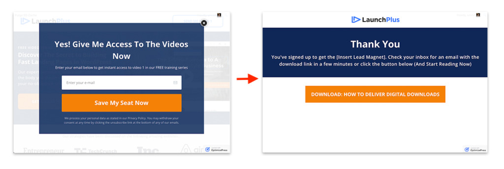 Thank You Page Download Link